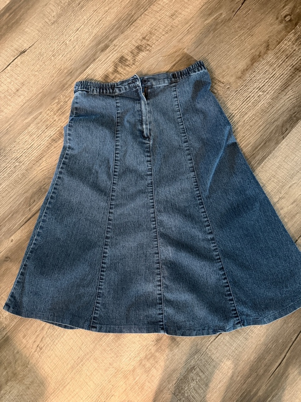 Chadwicks Blue Denim Panel A-Line Skirt 2p